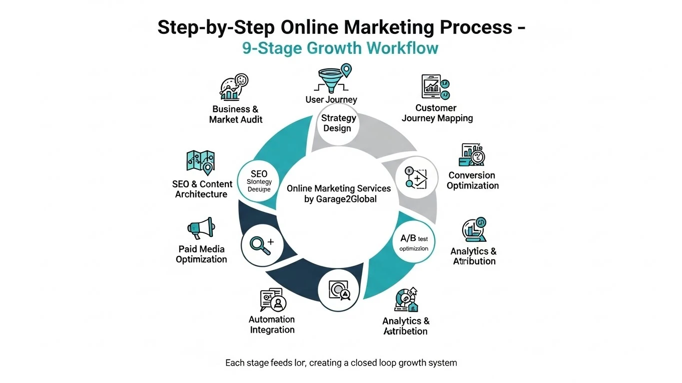 Online marketing services by Garage2Global growth process